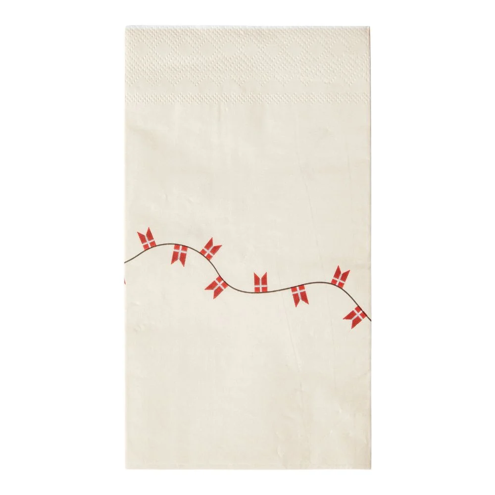 Serviet med flagguirlande sandfarvet - 33x40 cm 20 stk.