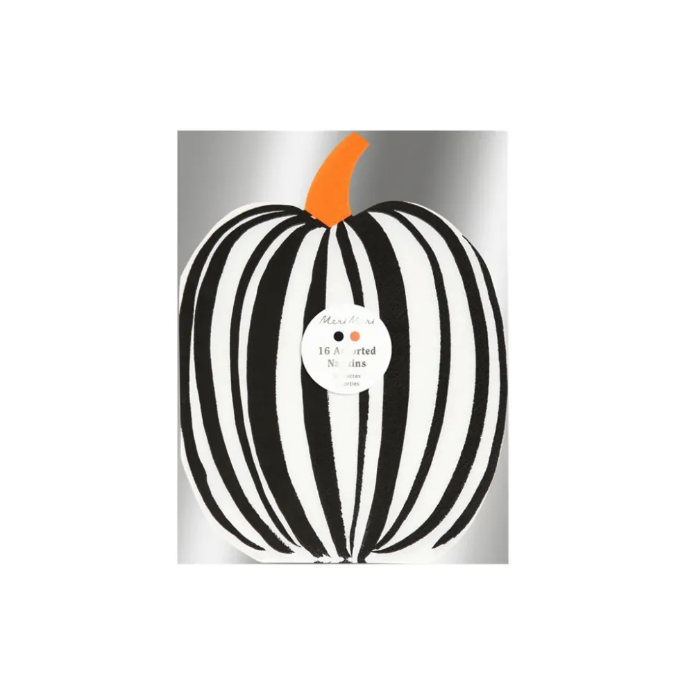 Meri Meri servietter, Halloween, Stribet græskar - 16 stk.