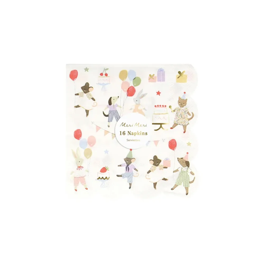Meri Meri servietter str. S, Animal friends - 16 stk.