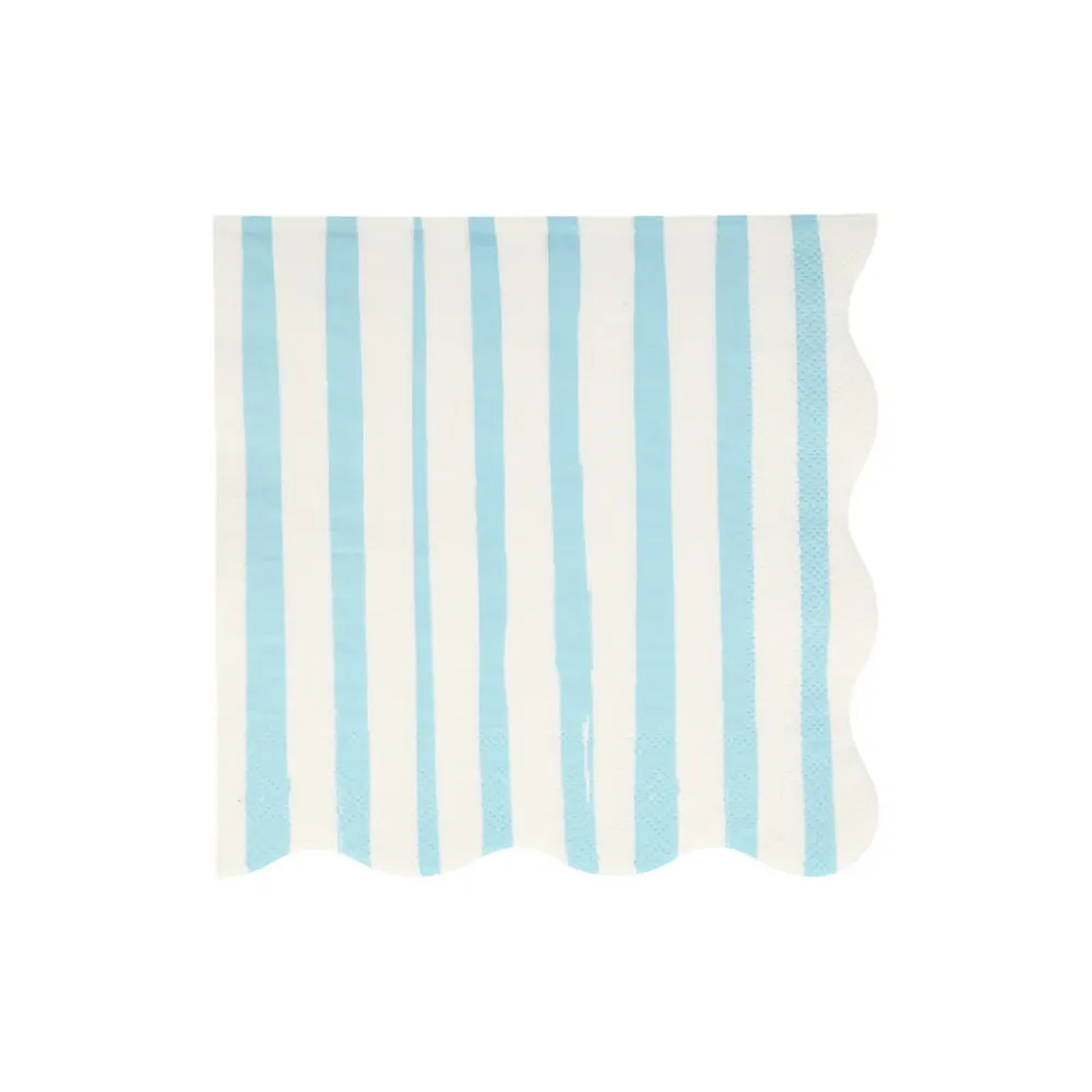 Meri Meri servietter str. L, Blue stripe - 16 stk.