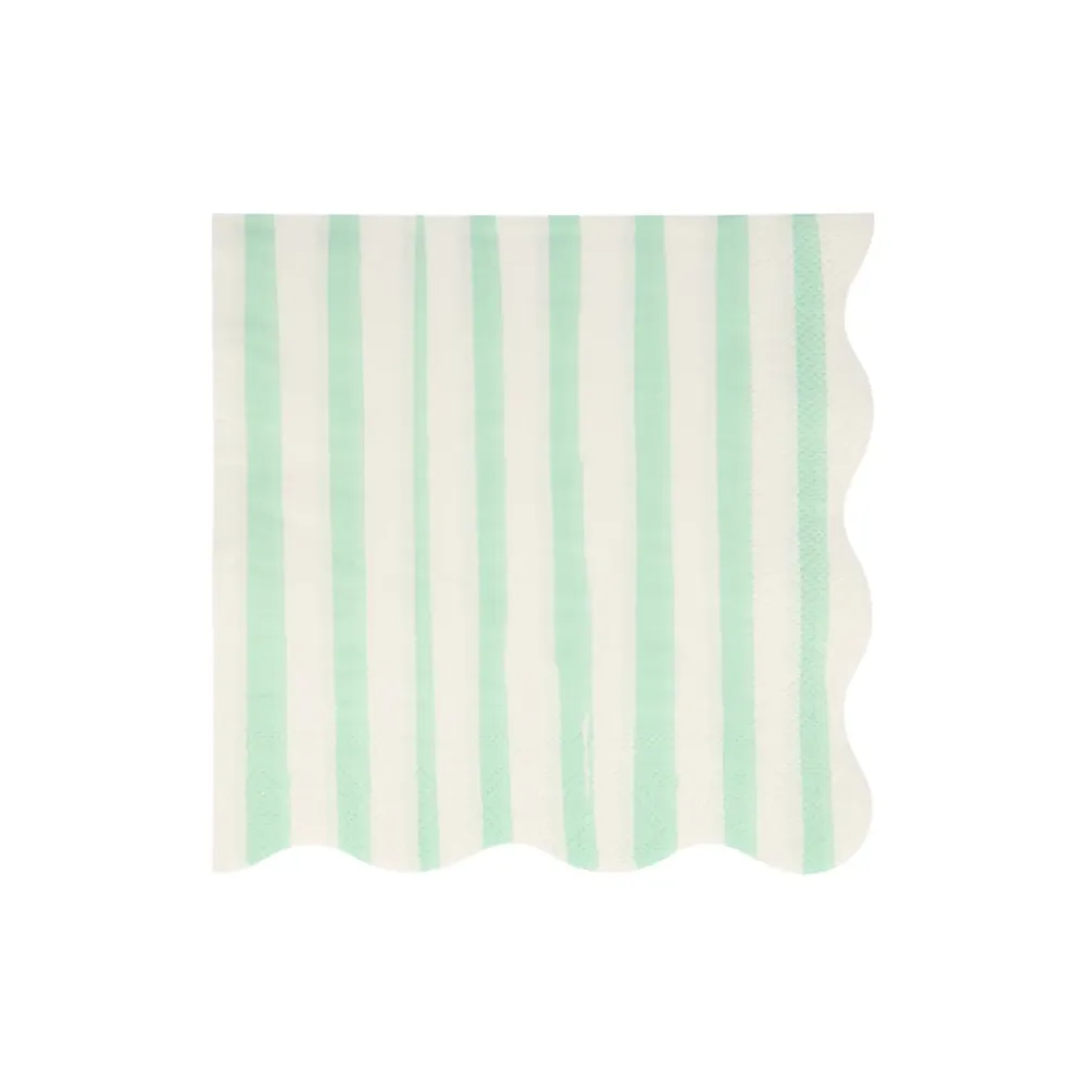 Meri Meri servietter str. L, Mint stripe - 16 stk.