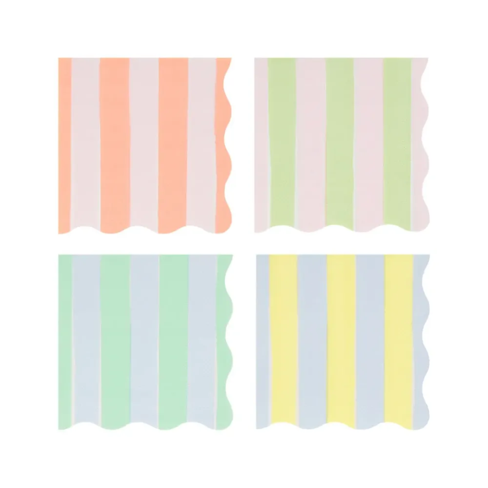 Meri Meri servietter str. S, Pastel stripe - 16 stk.