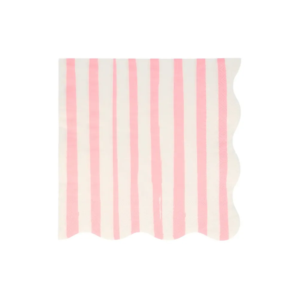 Meri Meri servietter str. L, Pink stripe - 16 stk.