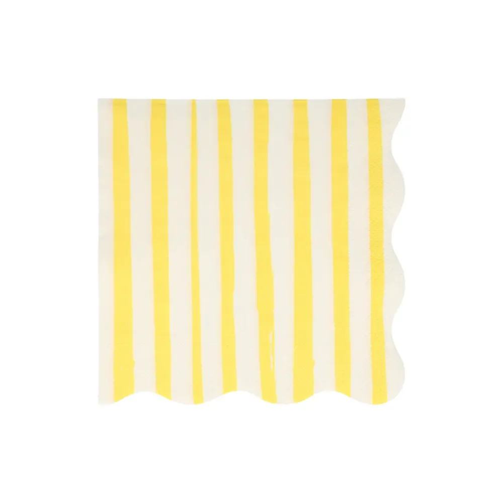 Meri Meri servietter str. L, Yellow stripe - 16 stk.