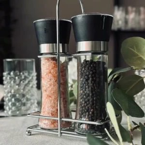Salt og peber sæt i holder