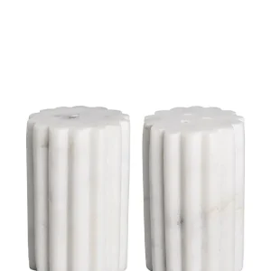 Salt og peber sæt i marmor fluted ivory