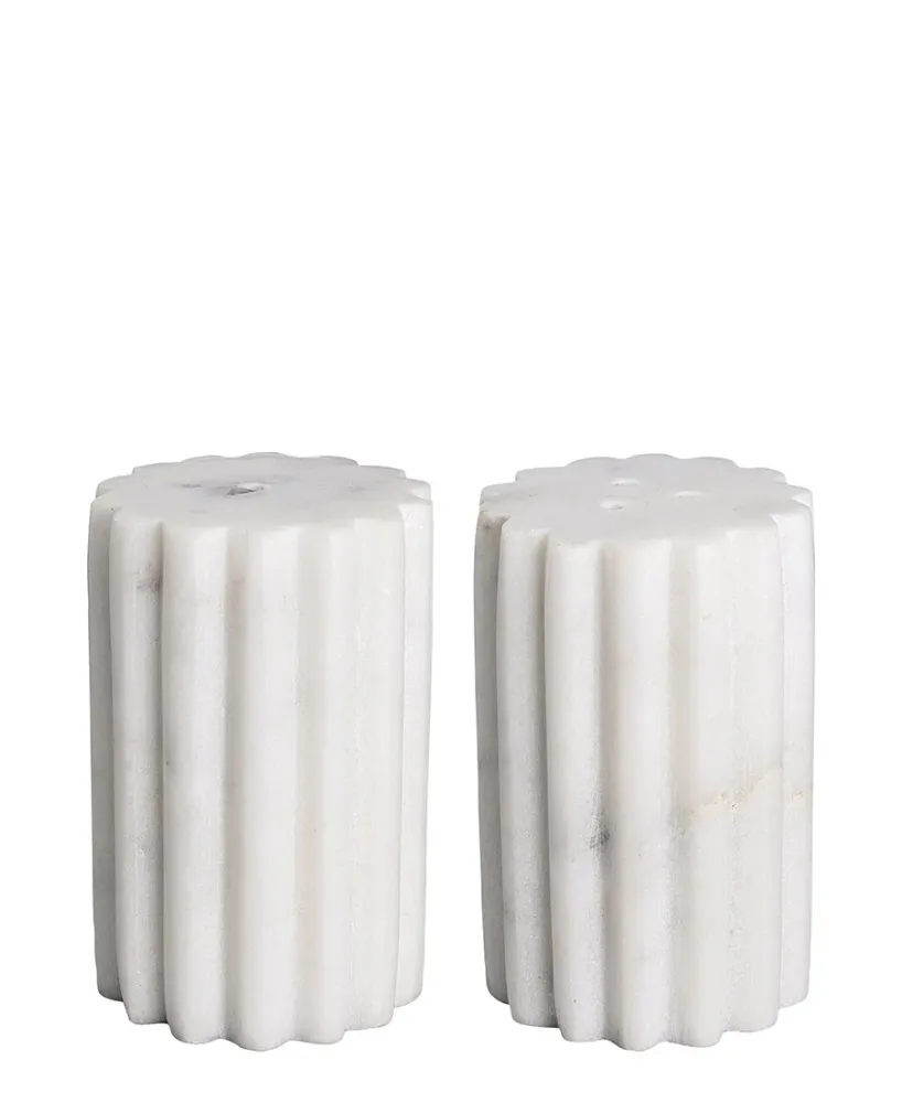 Salt og peber sæt i marmor fluted ivory