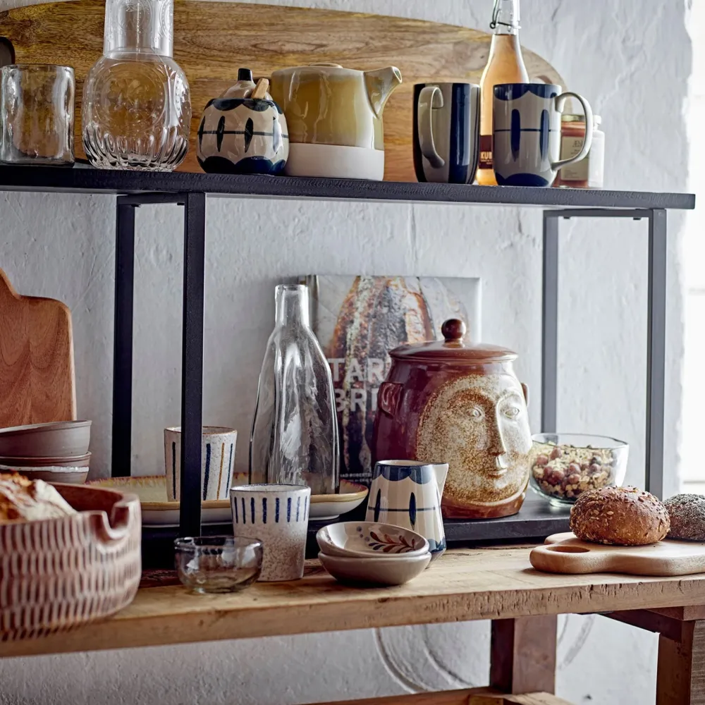 Allium Flødekande & Sukkerskål i blå stentøj - Bloomingville