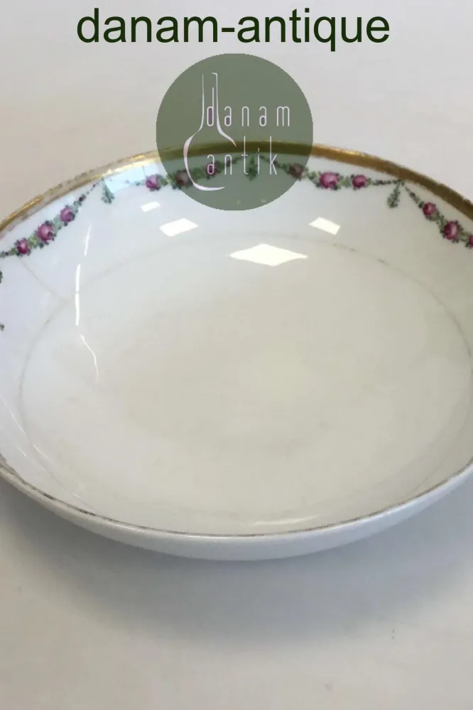 Royal Copenhagen Stel nr. 478 Rosenguirlande med guld Rund Skål No 9024