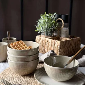 Skål Lydia keramik - Sæt med 4 stk Beige