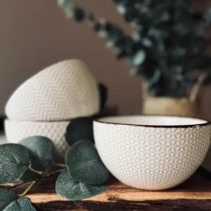 Skåle hvid porcelæn med guld - Assorteret