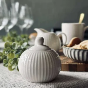 Sukkerskål Riflet - Porcelæn