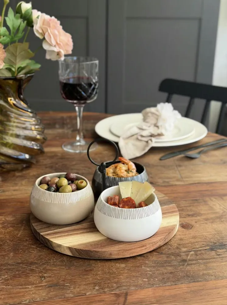 Tapas - 3 skåle på rundt fad