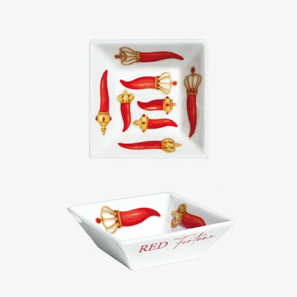 Taitù firkantet skål Red Fortune fint porcelæn porcelæn 12-11-14