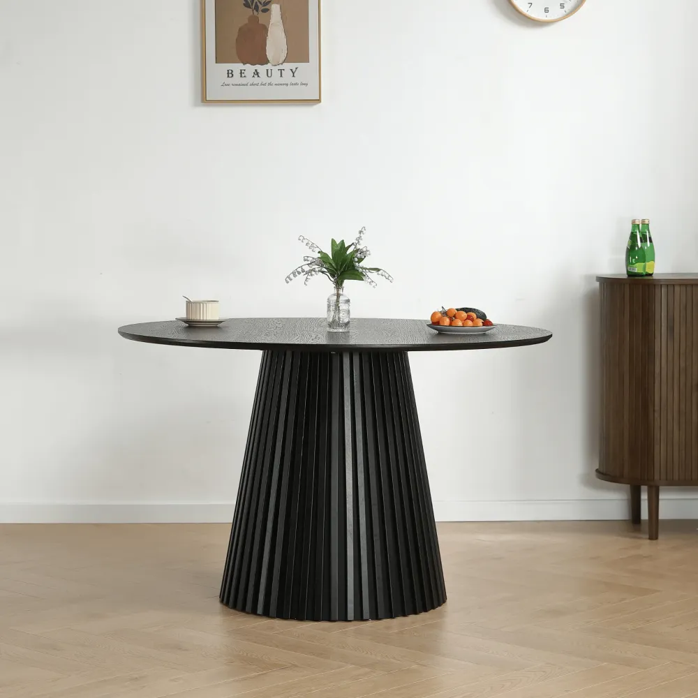 Lewis - Lamel rundt Spisebord I onyx Egefiner Ø120 cm