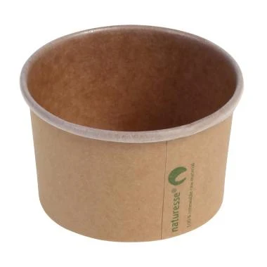 Isbæger 120 ml 3 oz Ø75x45 mm kraft pap PLA earth-degradable Brun,20 ps x 50 stk/krt