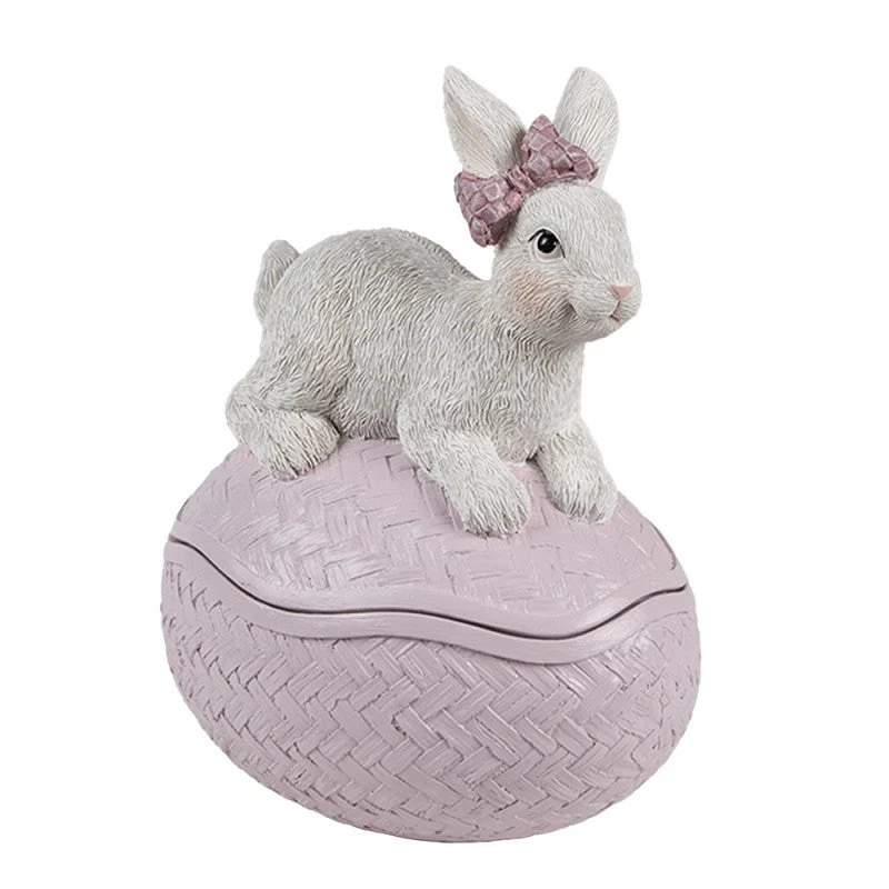 Påskepynt Dekorativ skål Æg 9x13x16 cm Pink Alabast kanin