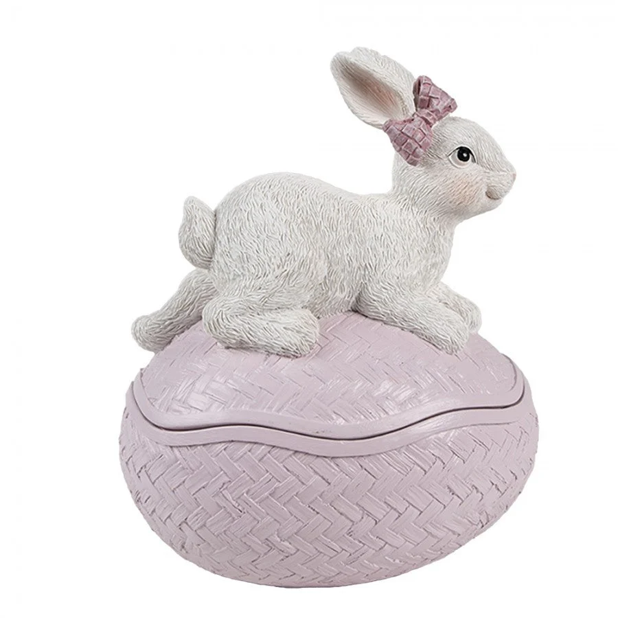 Påskepynt Dekorativ skål Æg 9x13x16 cm Pink Alabast kanin