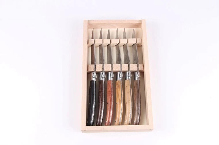 Laguiole Essentiel Steakknive - 6 stk i gaveæske - Ass. Wood
