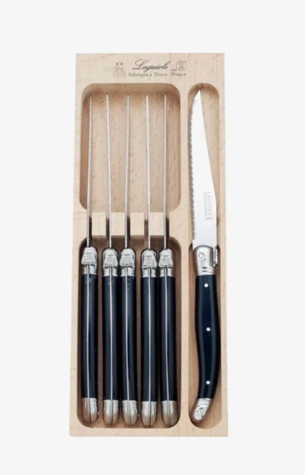 Laguiole Hâws - steakknive - Ebony 6 stk. - Rustfrit stål med plastikhåndtag