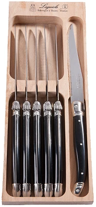 Laguiole Steakknive Laguiole charcoal æske med 6 stk
