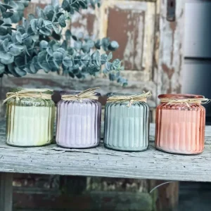 Stearinlys – Mix pastel i glas