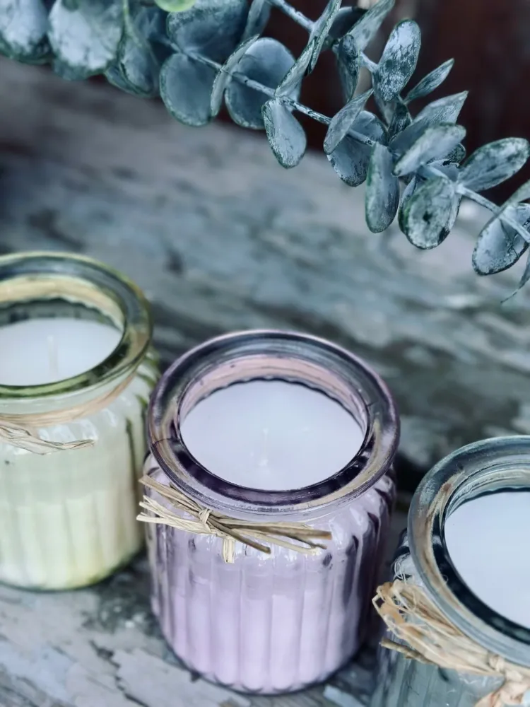 Stearinlys – Mix pastel i glas