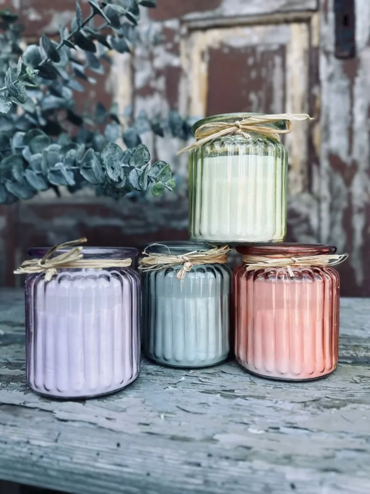 Stearinlys – Mix pastel i glas