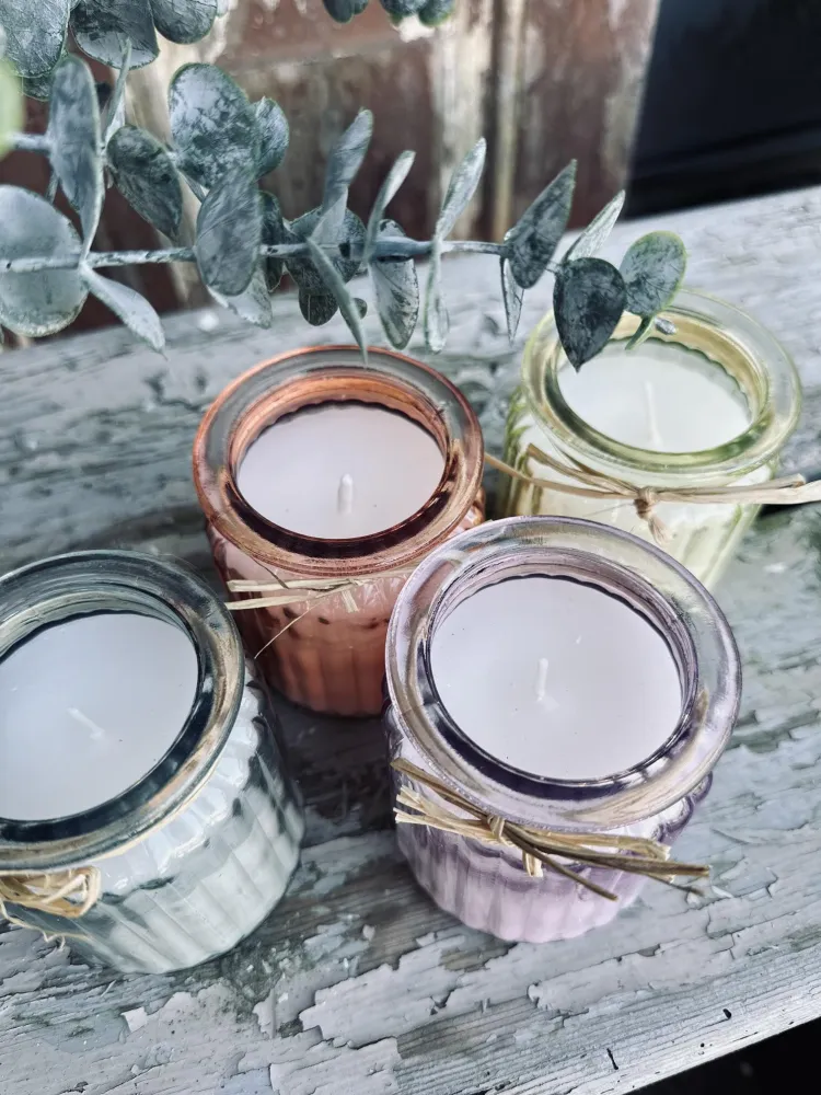 Stearinlys – Mix pastel i glas