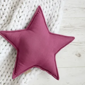 Stjernepude linned mørk magenta