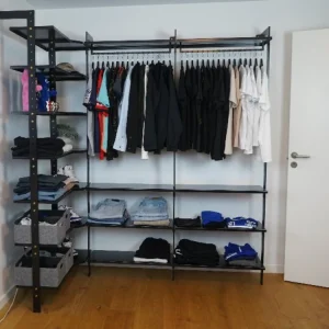 Garderobesystem AXIS 72 x H205 cm – Sortlakeret 4 hylder