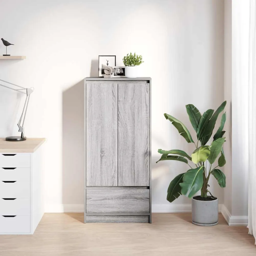 Skab Med Skuffe 55,5X34X119,5 Cm Samlet Træ Graa