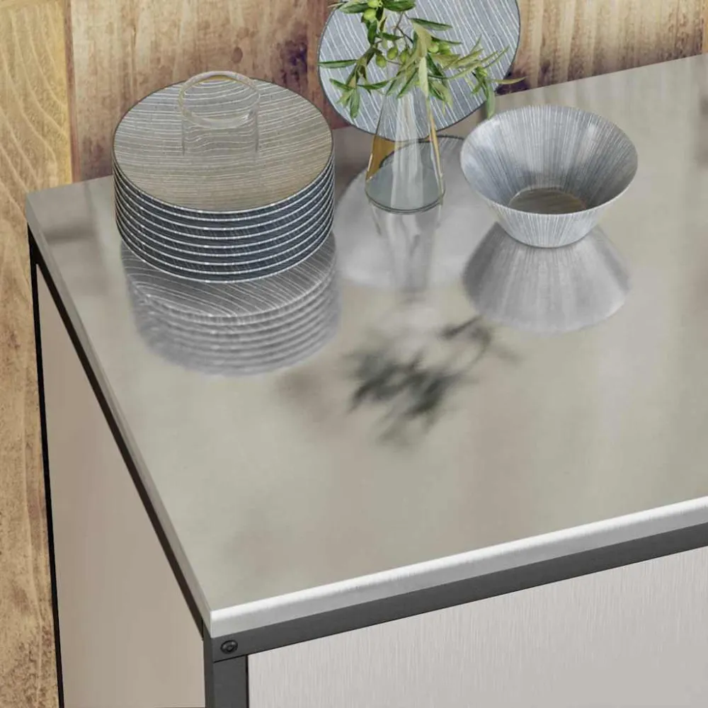 Køkkenopbevaringssæt med hylde med dør 2 pcs Sølv Rustfrit alloy