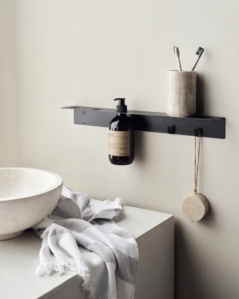 Flaskeophæng med knager, Børstet sort finish