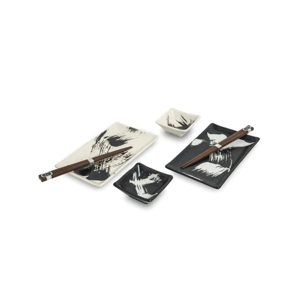 Sushi sæt, 6 dele, komplet til 2 personer – Black and White