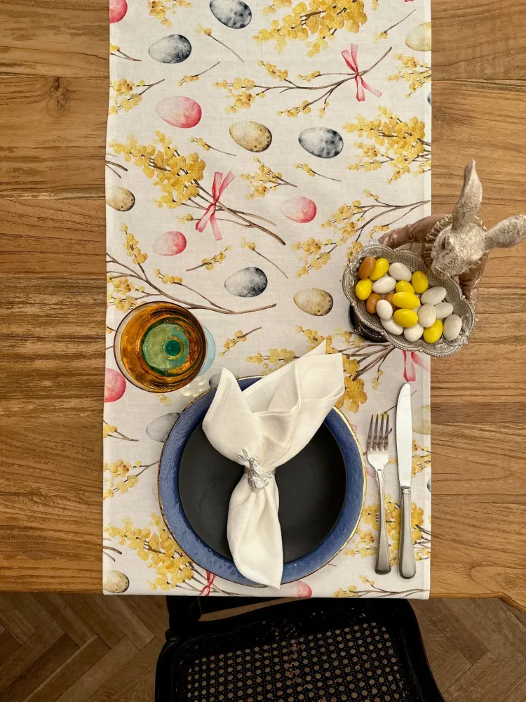 Bordløber, 100% bomuld, trykt | Glædelig påske 140x40cm