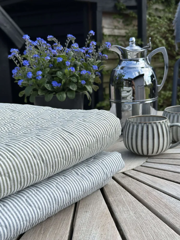 Picnictæppe Grøn stribet