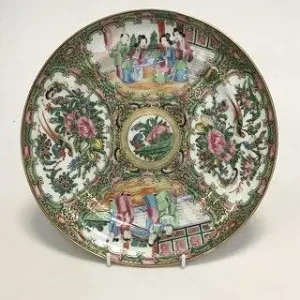 Kinesisk canton porcelæn (gold & green) tallerken.