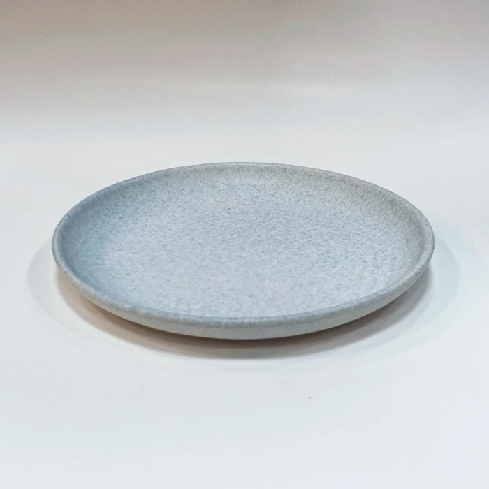 Uh la la - Tallerken - Mat hvid med blå flakes (Ø27cm)