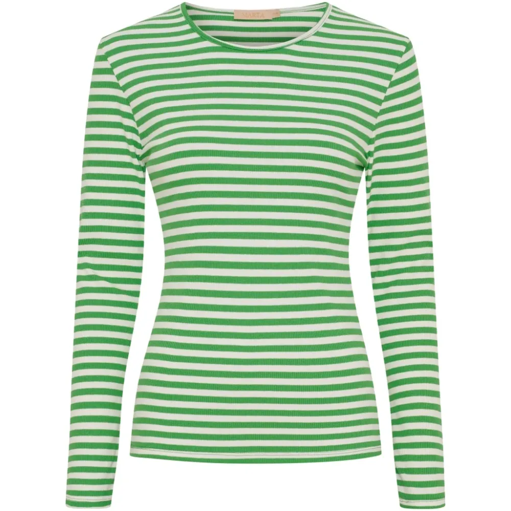 Marta du Chateau dame langærmet T-Shirt MdcJosiane 49066 - Menta/greggio
