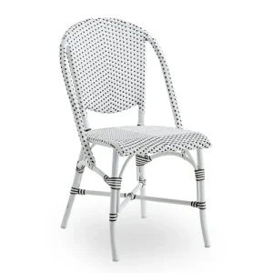 Sika Design Sofie Exterior Caféstol - White - Cappuchino Dot Brushed Stainless