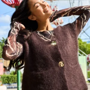 Black Colour - Bcbjoerk Knitted Button Vest 1217 - Coffee