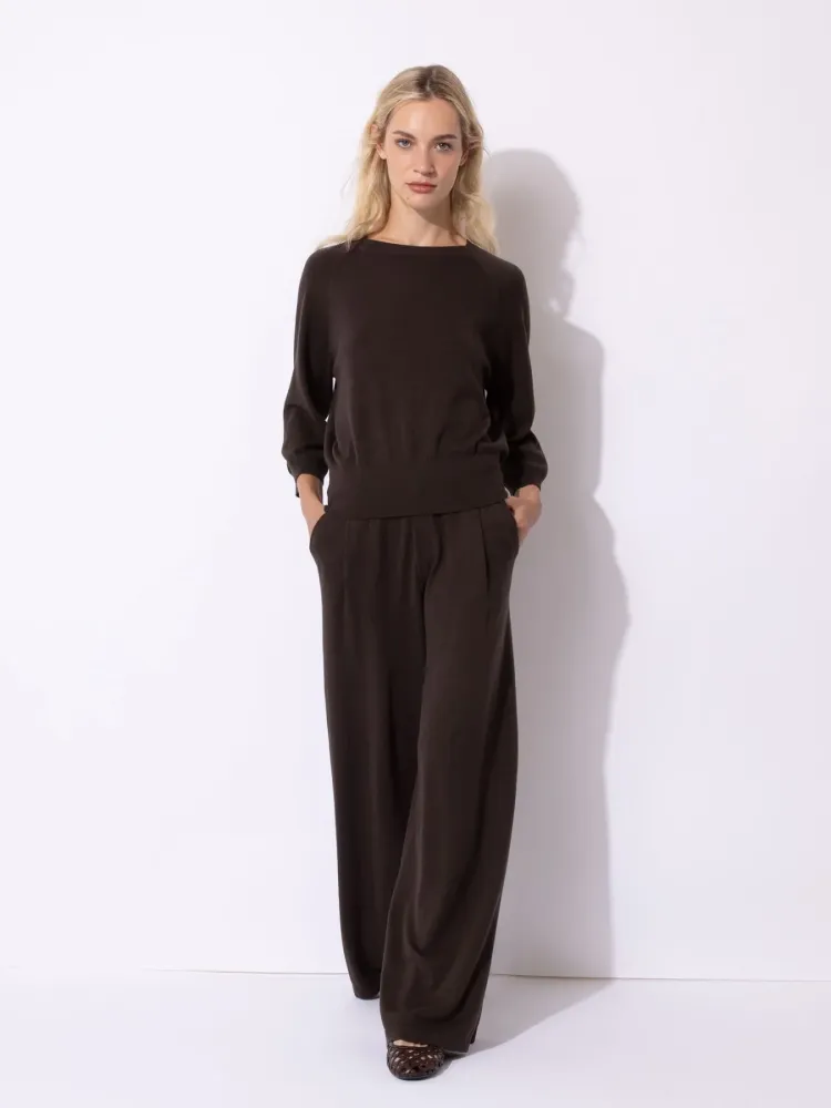FTC Goat hair wool 3/4-ærme Sweater Espresso Xs