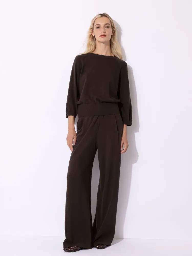 FTC Goat hair wool 3/4-ærme Sweater Espresso Xs