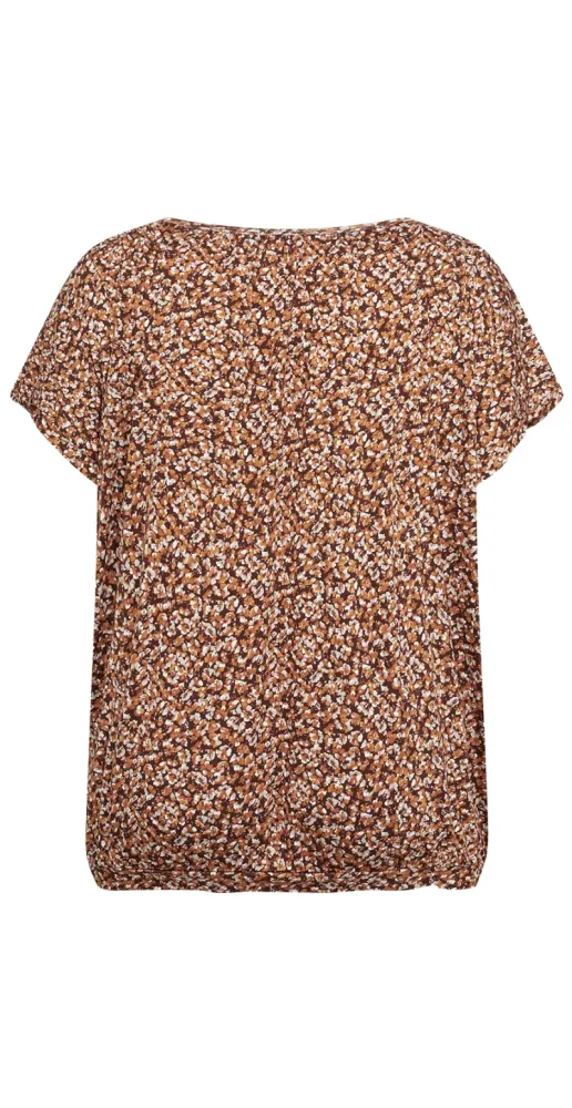 Bluse med korte ærmer og print coffee