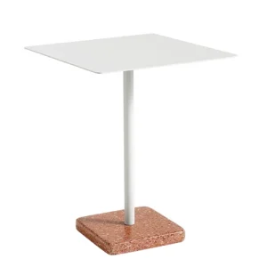 HAY Terrazzo Cafébord - Kvadratisk - Red Base - Portable Grey Top