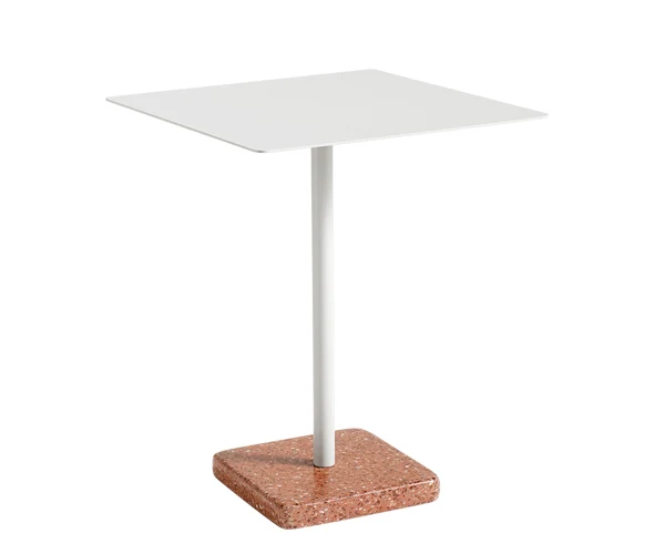 HAY Terrazzo Cafébord - Kvadratisk - Red Base - Portable Grey Top