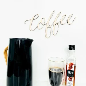 Kaffe skilt - Coffee uden bønner - 28x15 cm Hvid