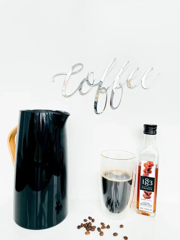 Kaffe skilt - Coffee uden bønner - 28x15 cm Hvid