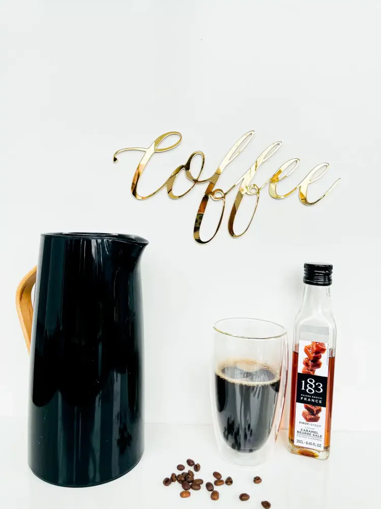 Kaffe skilt - Coffee uden bønner - 28x15 cm Hvid